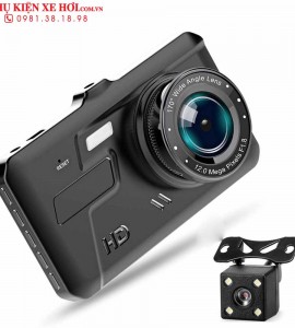 Camera hành trình Full HD 4″ màn cảm ứng, ống kính kép xem trước và sau